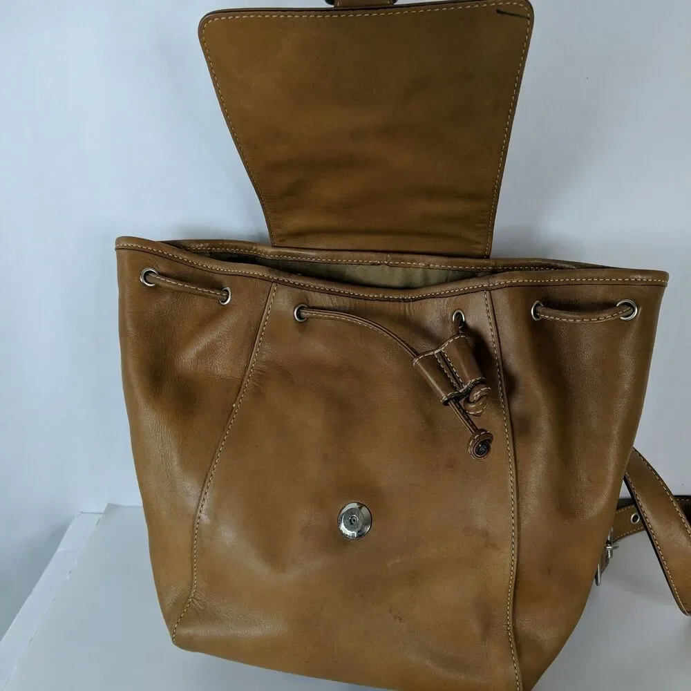 COACH Legacy Vintage Brown Leather Drawstring Backpack 9569 2005 Matching Wallet